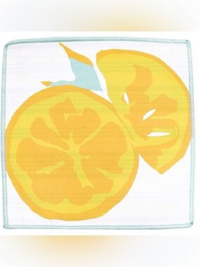 NWT RockFlowerPaper Lemon Citrus Print Stripes Cocktail Napkins Coasters Set 8